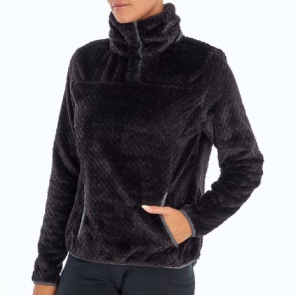 Marika Allie Plush Fleece Mockneck Pullover Jacket Sweatshirt Small Black Sherpa - Picture 2 of 8